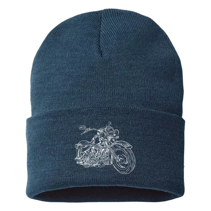 Hand Drawn Motorcycle Sustainable Knit Beanie