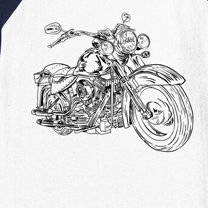 Hand Drawn Motorcycle Baseball Sleeve Shirt