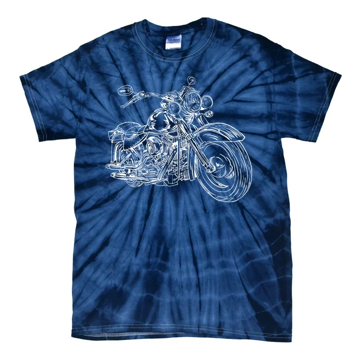 Hand Drawn Motorcycle Tie-Dye T-Shirt