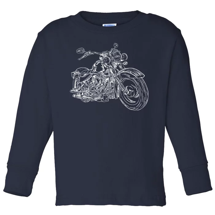 Hand Drawn Motorcycle Toddler Long Sleeve Shirt