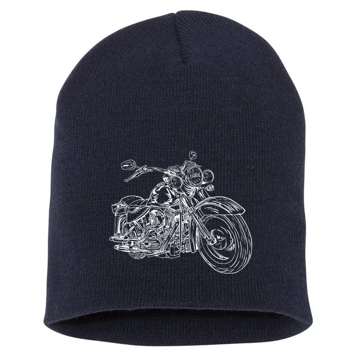 Hand Drawn Motorcycle Short Acrylic Beanie