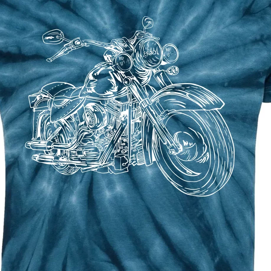 Hand Drawn Motorcycle Kids Tie-Dye T-Shirt