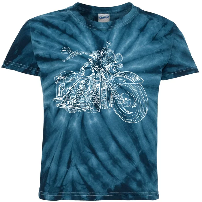 Hand Drawn Motorcycle Kids Tie-Dye T-Shirt