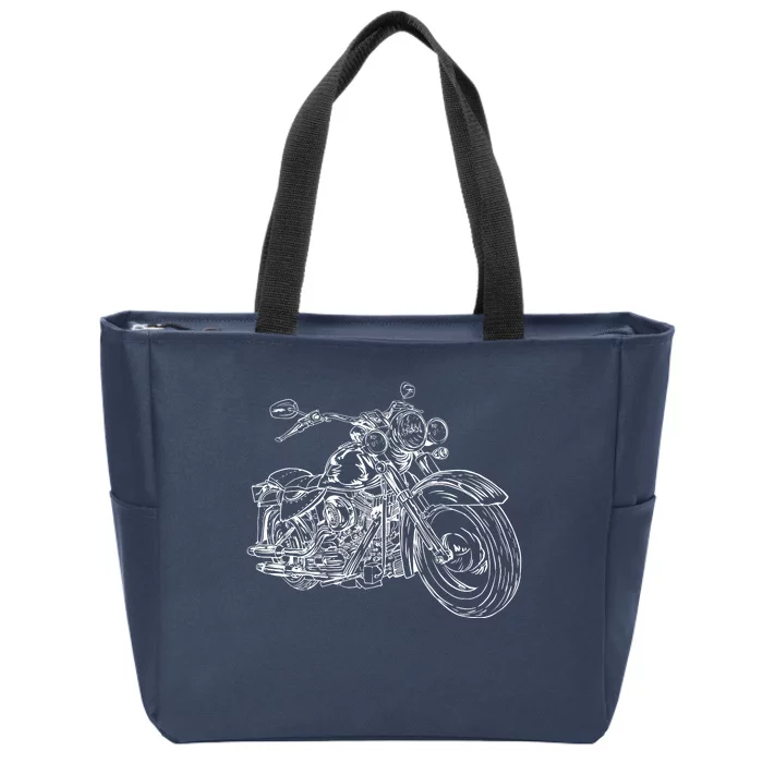 Hand Drawn Motorcycle Zip Tote Bag