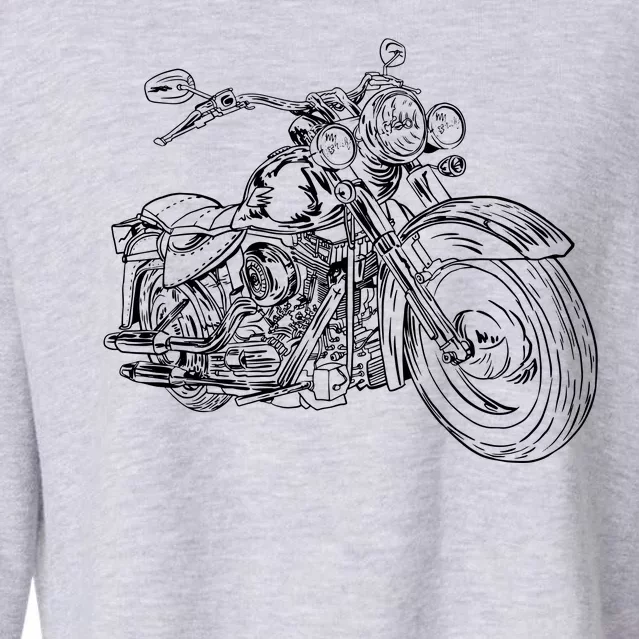 Hand Drawn Motorcycle Cropped Pullover Crew