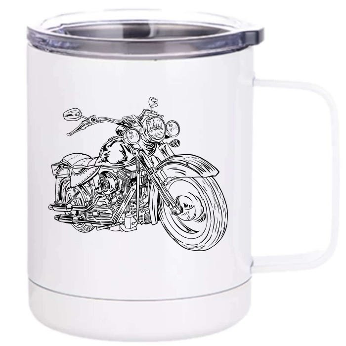 Hand Drawn Motorcycle Front & Back 12oz Stainless Steel Tumbler Cup