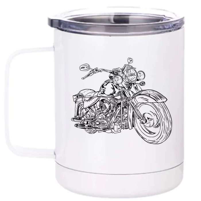 Hand Drawn Motorcycle Front & Back 12oz Stainless Steel Tumbler Cup