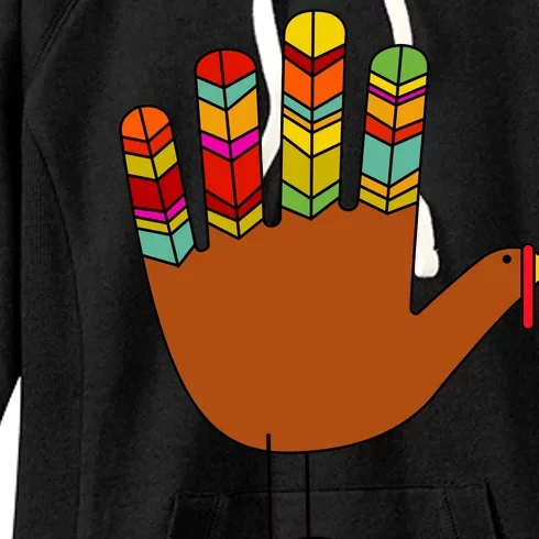 Hand Turkey Thanksgiving Day Women's Fleece Hoodie