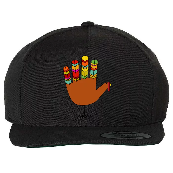 Hand Turkey Thanksgiving Day Wool Snapback Cap