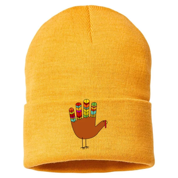 Hand Turkey Thanksgiving Day Sustainable Knit Beanie