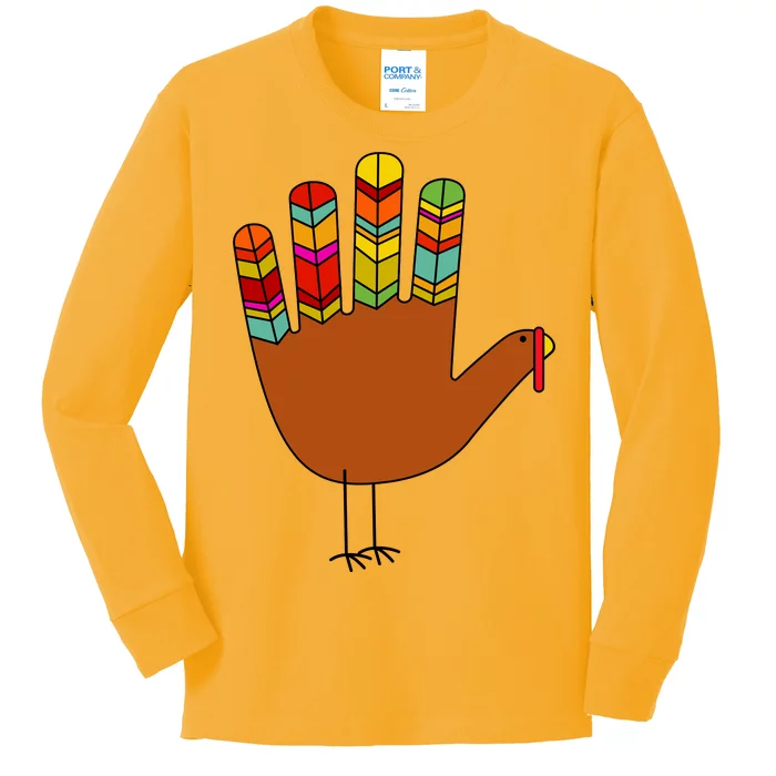 Hand Turkey Thanksgiving Day Kids Long Sleeve Shirt