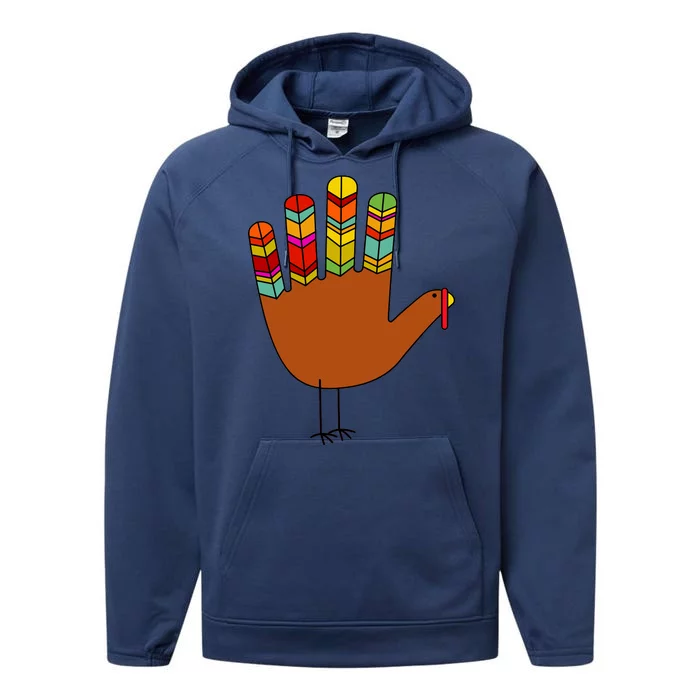 Hand Turkey Thanksgiving Day Performance Fleece Hoodie