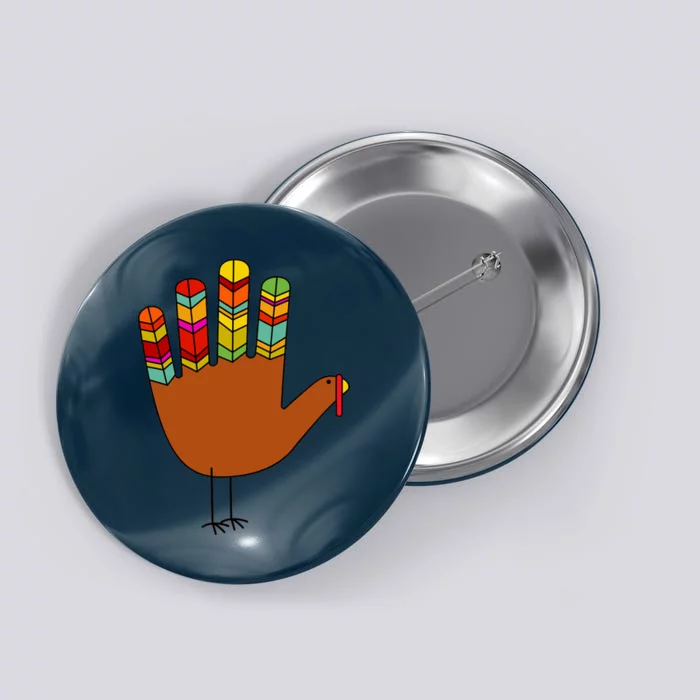 Hand Turkey Thanksgiving Day Button