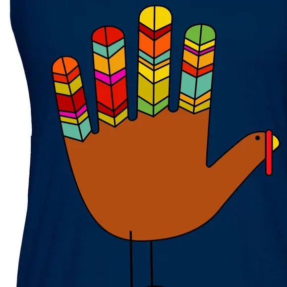 Hand Turkey Thanksgiving Day Ladies Essential Flowy Tank