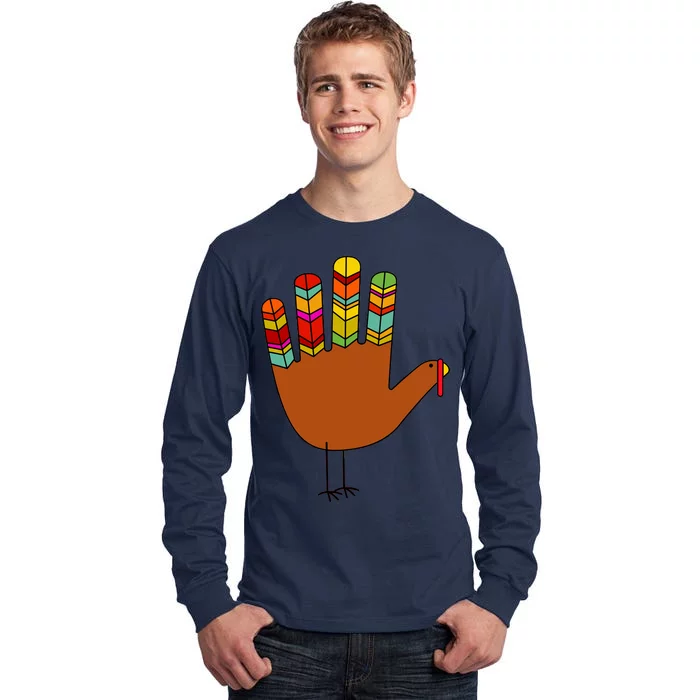 Hand Turkey Thanksgiving Day Tall Long Sleeve T-Shirt