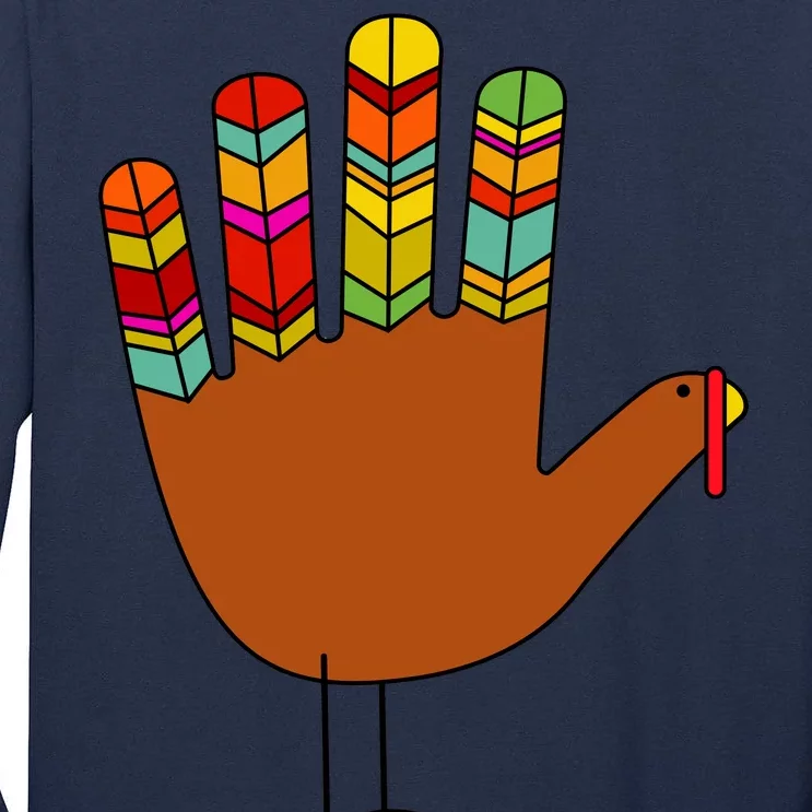 Hand Turkey Thanksgiving Day Tall Long Sleeve T-Shirt