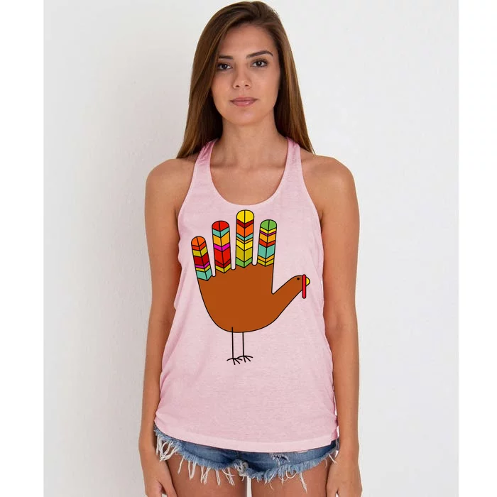 Hand Turkey Thanksgiving Day Women's Knotted Racerback Tank