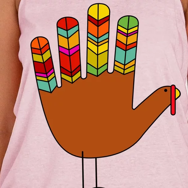 Hand Turkey Thanksgiving Day Women's Knotted Racerback Tank