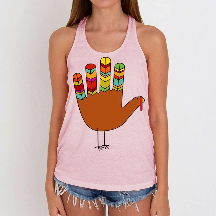 Hand Turkey Thanksgiving Day Women's Knotted Racerback Tank