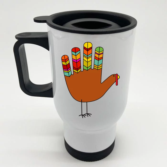 Hand Turkey Thanksgiving Day Front & Back Stainless Steel Travel Mug