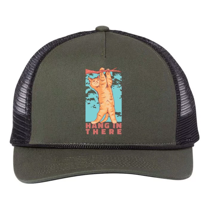 Hang In There Cat Retro Rope Trucker Hat Cap