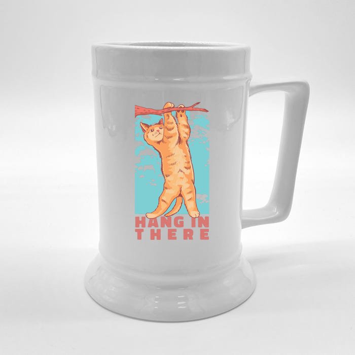 Hang In There Cat Front & Back Beer Stein