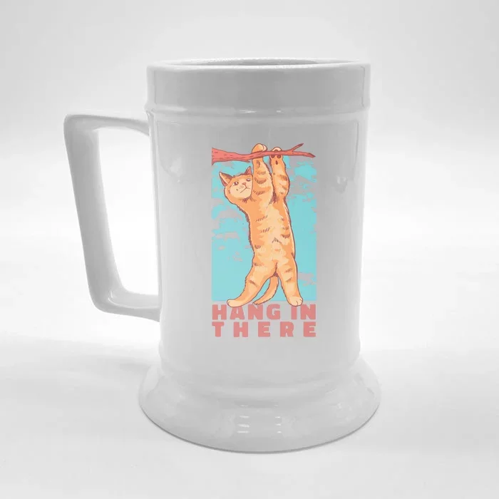 Hang In There Cat Front & Back Beer Stein