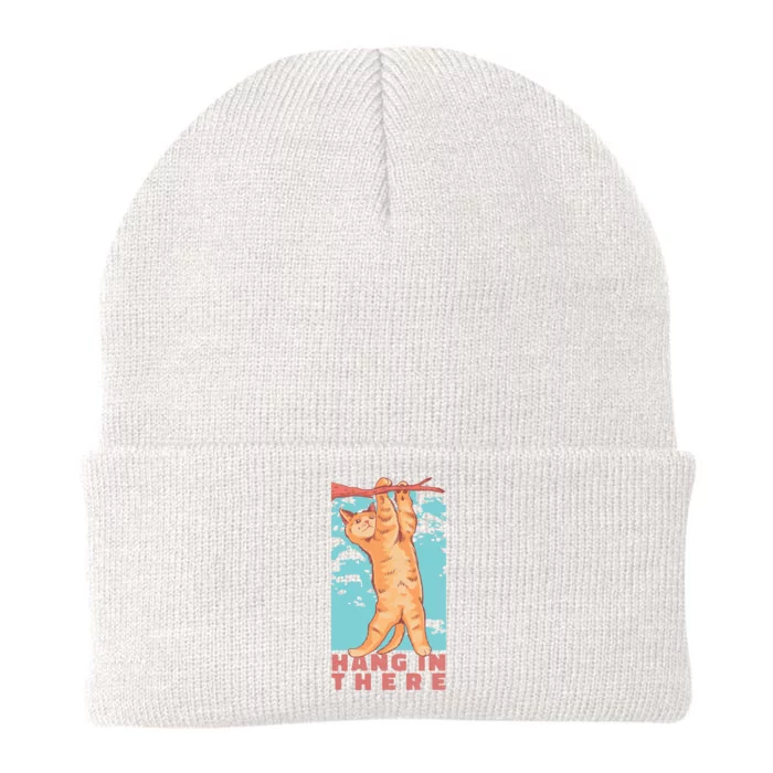 Hang In There Cat Knit Cap Winter Beanie