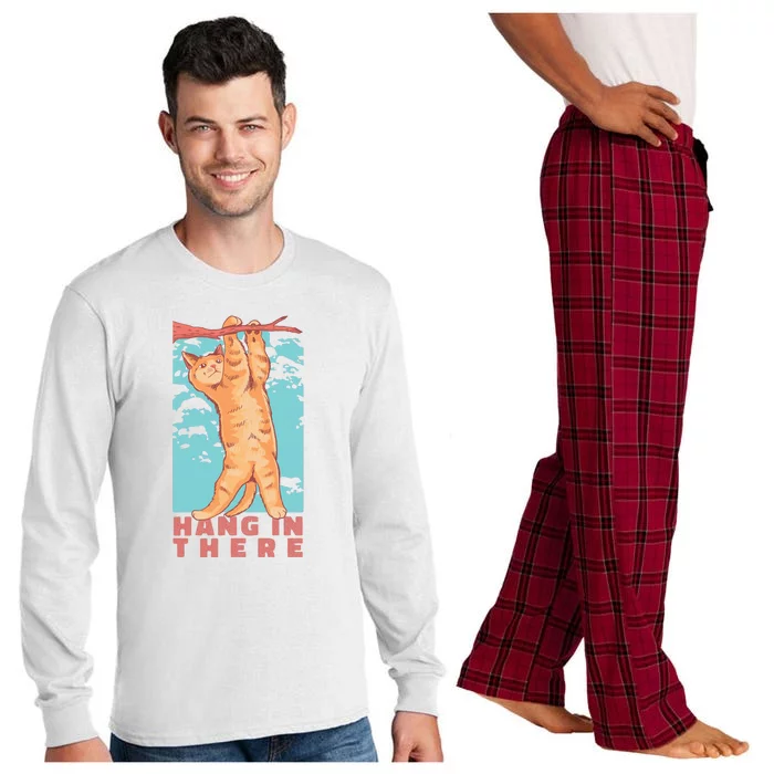 Hang In There Cat Long Sleeve Pajama Set