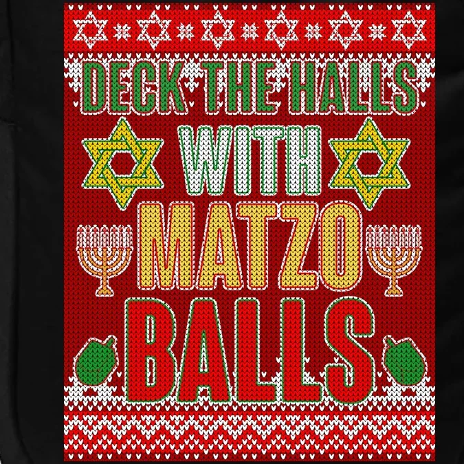 Hanukkah Deck the Halls with Matzo Balls Ugly Impact Tech Backpack