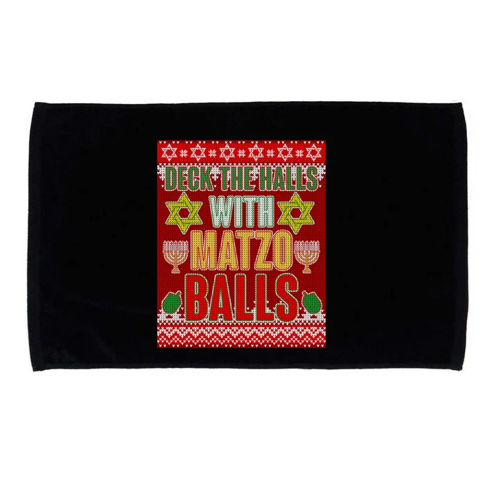 Hanukkah Deck the Halls with Matzo Balls Ugly Microfiber Hand Towel