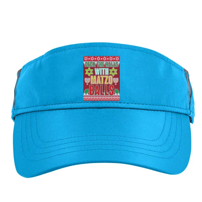 Hanukkah Deck the Halls with Matzo Balls Ugly Adult Drive Performance Visor