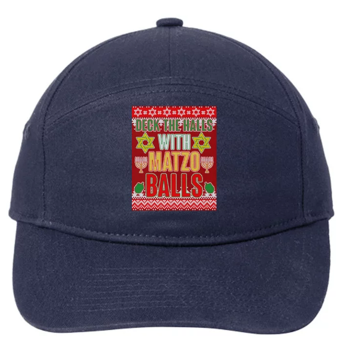 Hanukkah Deck the Halls with Matzo Balls Ugly 7-Panel Snapback Hat