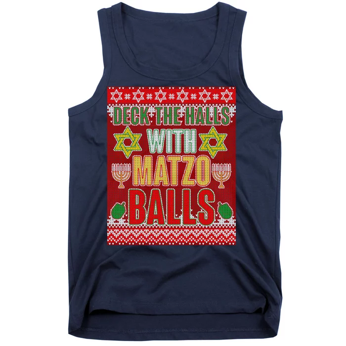 Hanukkah Deck the Halls with Matzo Balls Ugly Tank Top