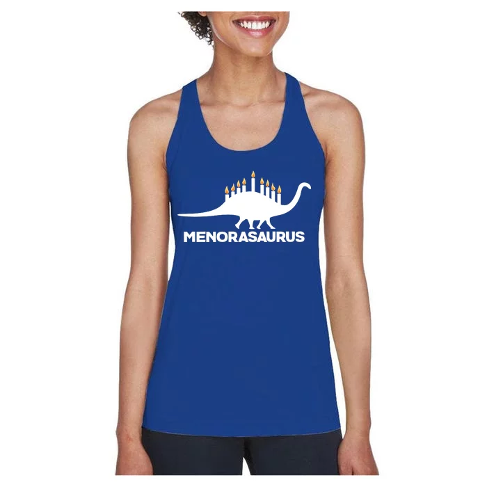 Hanukkah Menorah Dinosaur Women's Racerback Tank