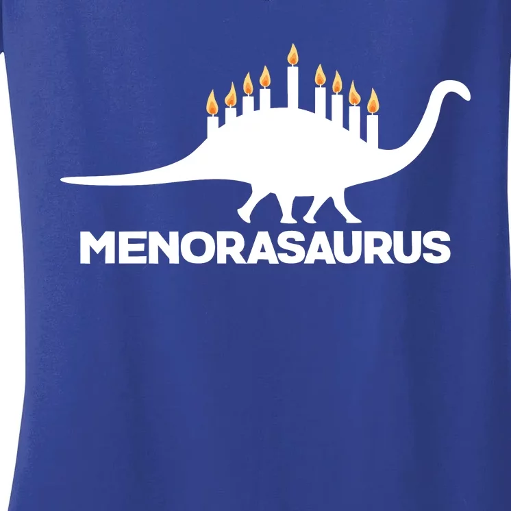 Hanukkah Menorah Dinosaur Women's V-Neck T-Shirt