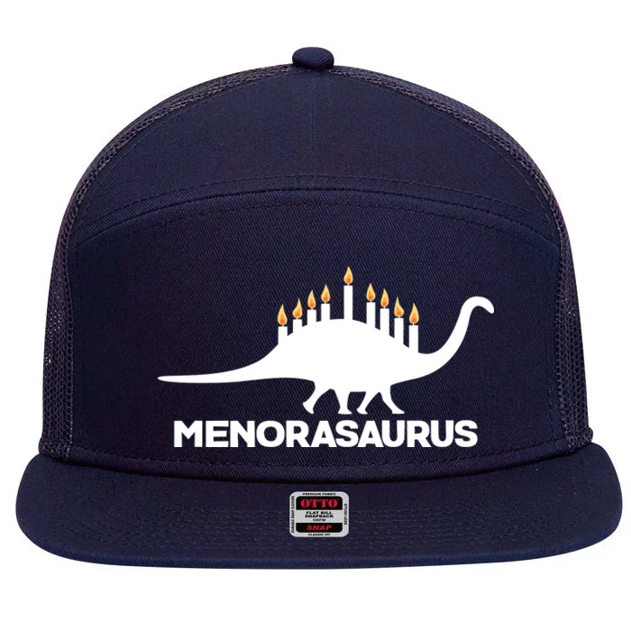 Hanukkah Menorah Dinosaur 7 Panel Mesh Trucker Snapback Hat