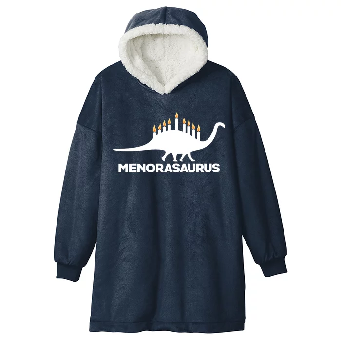 Hanukkah Menorah Dinosaur Hooded Wearable Blanket