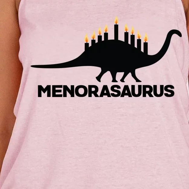 Hanukkah Menorah Dinosaur Women's Knotted Racerback Tank