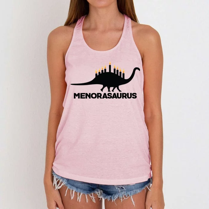 Hanukkah Menorah Dinosaur Women's Knotted Racerback Tank