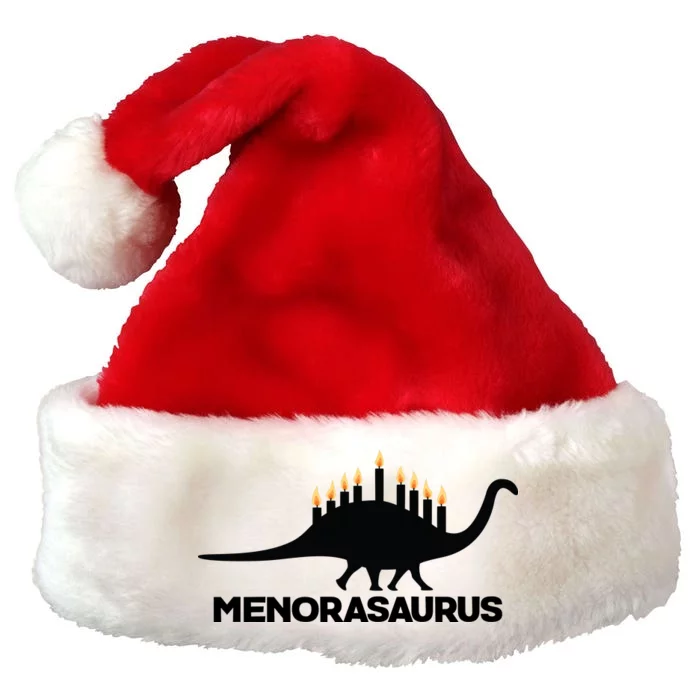 Hanukkah Menorah Dinosaur Premium Christmas Santa Hat