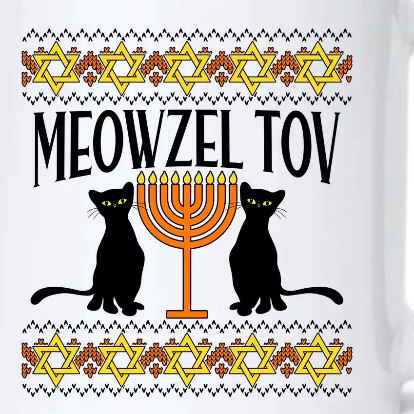 Hanukkah Meowzel Tov Ugly Sweater Black Color Changing Mug