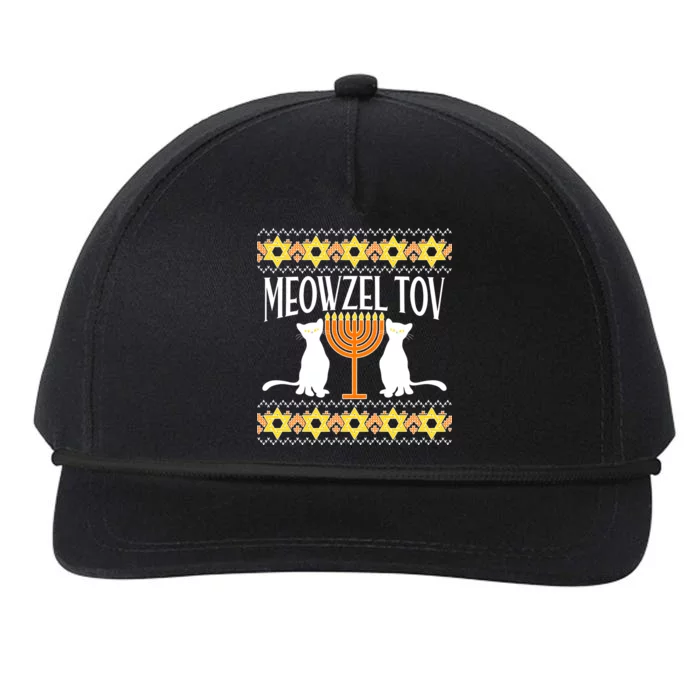 Hanukkah Meowzel Tov Ugly Sweater Snapback Five-Panel Rope Hat