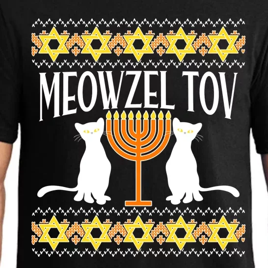 Hanukkah Meowzel Tov Ugly Sweater Pajama Set