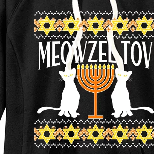 Hanukkah Meowzel Tov Ugly Sweater Women's Fleece Hoodie