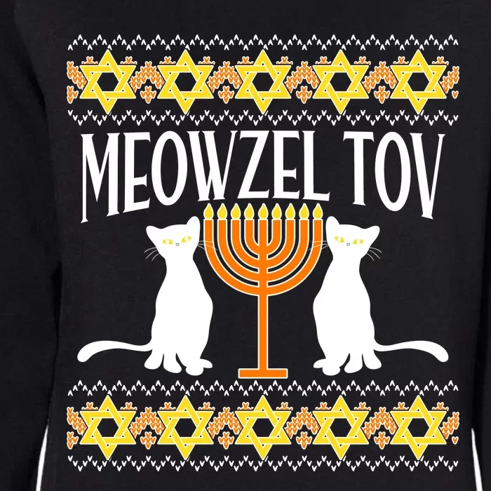 Hanukkah Meowzel Tov Ugly Sweater Womens California Wash Sweatshirt