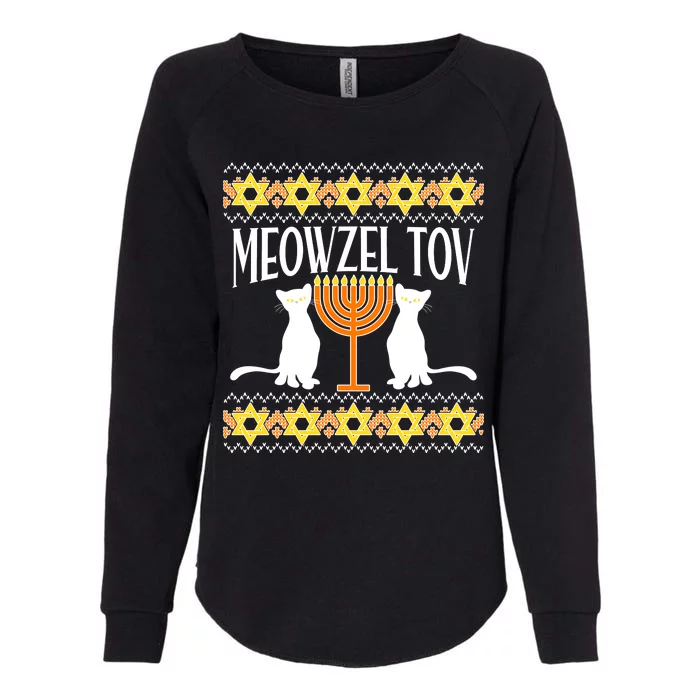 Hanukkah Meowzel Tov Ugly Sweater Womens California Wash Sweatshirt