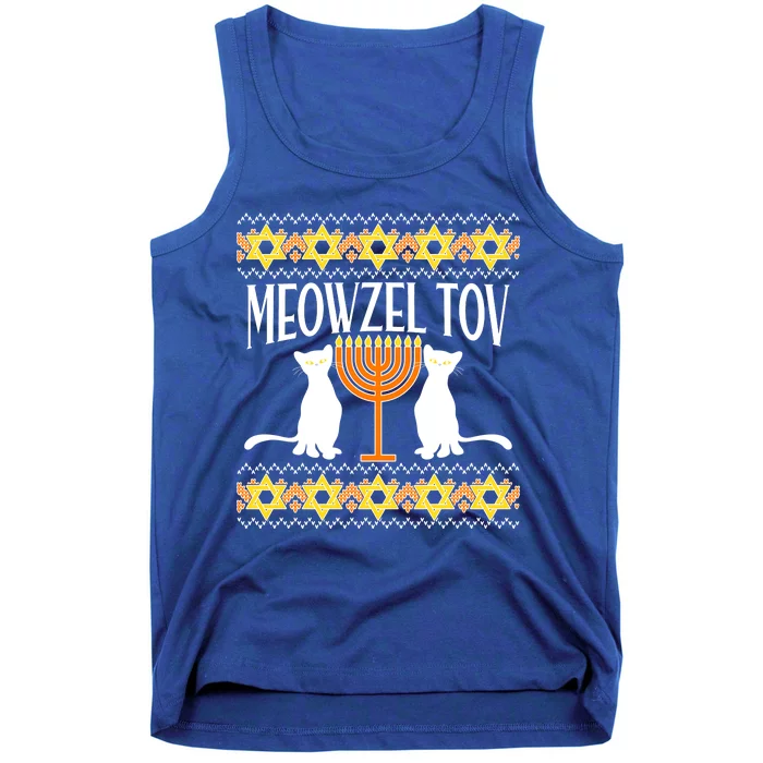 Hanukkah Meowzel Tov Ugly Sweater Tank Top