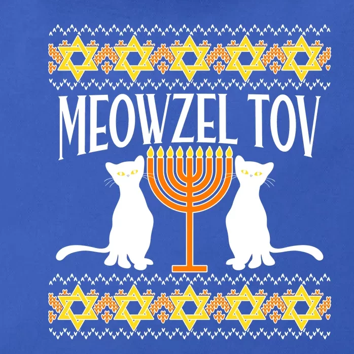 Hanukkah Meowzel Tov Ugly Sweater Zip Tote Bag