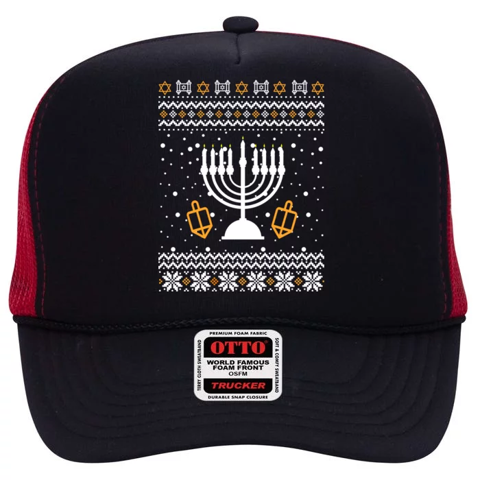 Hanukkah Ugly High Crown Mesh Trucker Hat